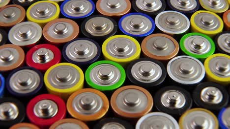 close-up of used aa batteries