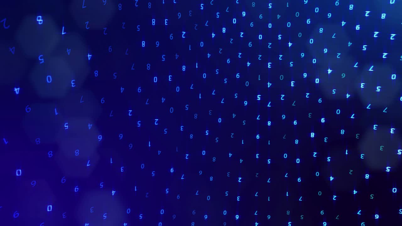 fondo de bucle 3d, concepto de procesamiento de datos digitales, cálculo y visualización de la computación. contadores de números en filas de líneas en la esfera. información digital azul bg con números. bg de ciencia ficción.