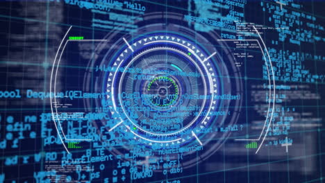 animation of scope scanning over round scanner and data processing against blue background