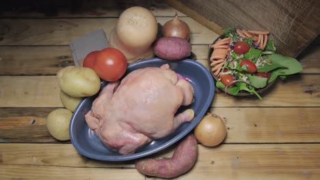 wide top shot_raw chicken and vegetables on the table