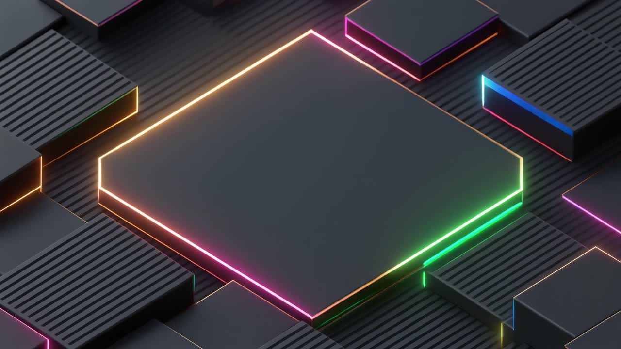 Dynamic Abstract Grid with Glowing Neon Lines and Changing Colors