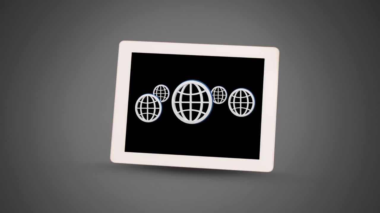 animación de los iconos del globo en una pantalla de computadora