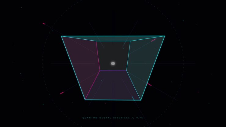 Abstract Geometric Cube Rotating in Digital Space