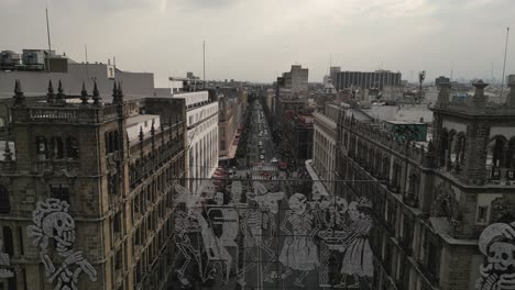 Government-Building-of-Mexico-City,-the-historic-City-Hall,-and-the-20-de-Noviembre-street-in-the-heart-of-Zócalo,-Mexico-City's-main-square,-in-the-historic-downtown-area