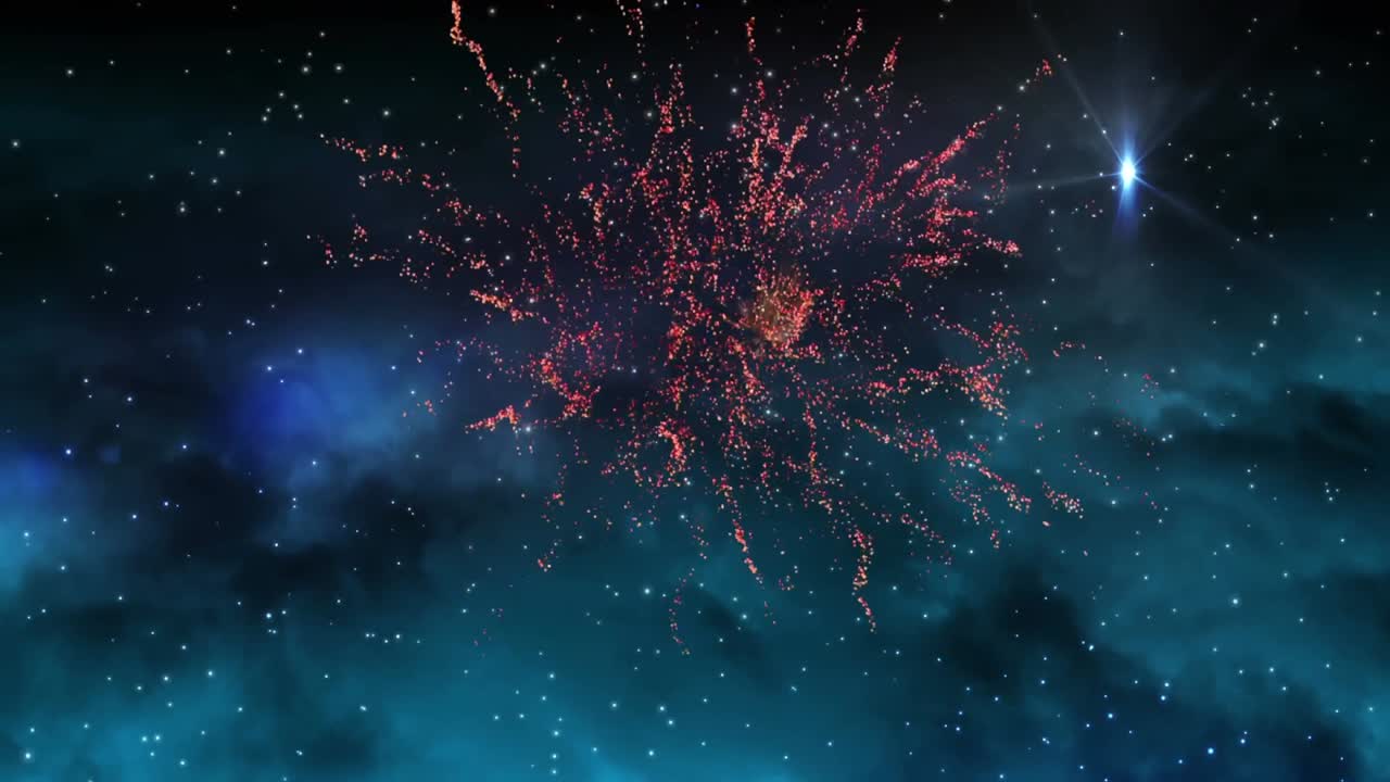 별과 불꽃놀이로 가득 찬 아름다운 밤하늘