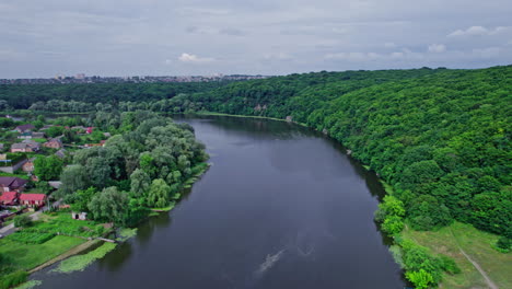aerial view of green forest and river