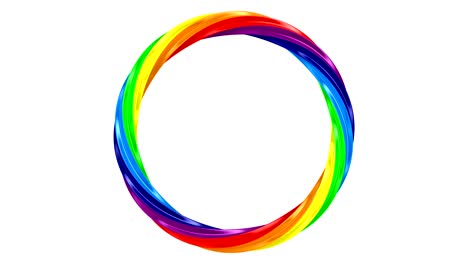 twisted rainbow ring on white background. isolated 3d render