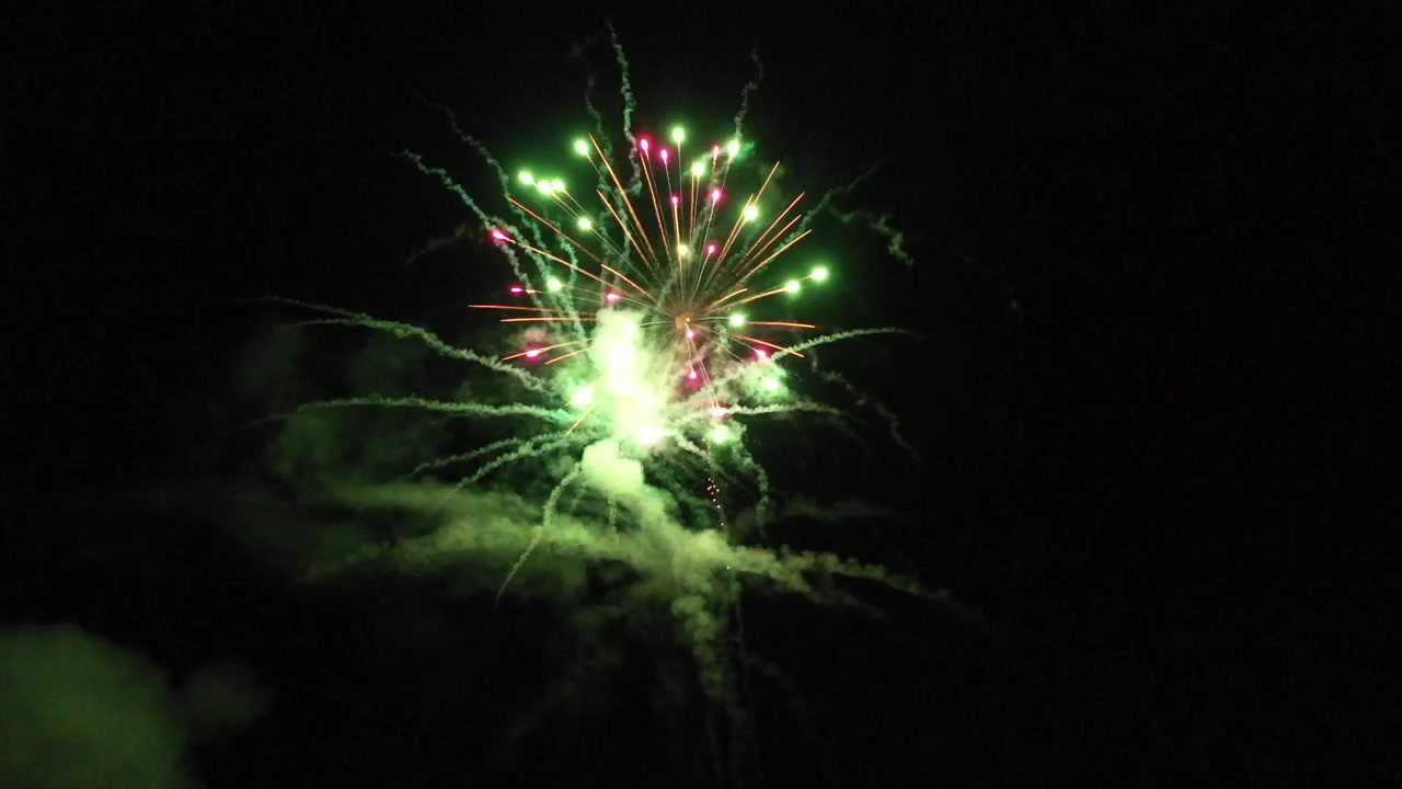 Massive red and green Firework Display Illuminating the Night Sky with Dazzling Spectacle and Brilliant Burst of Colors