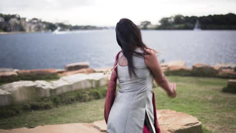 south asian women performing indian classical dance - medium shot