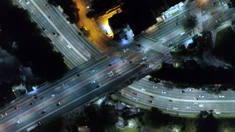 Top view of Vinte e Tres de Maio Avenue and Paulista Avenue at night, Sao Paulo, Brazil