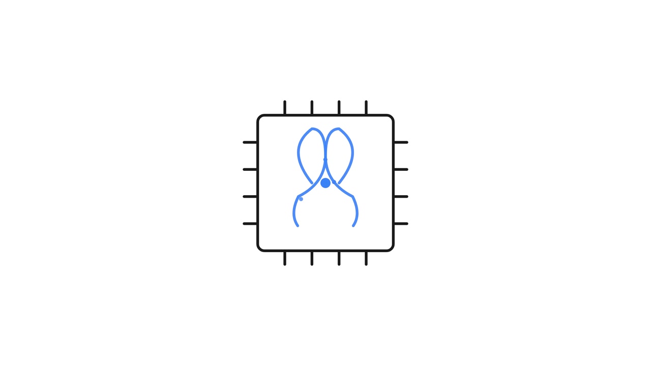 Animated Line Drawing of a Computer Microchip Processor