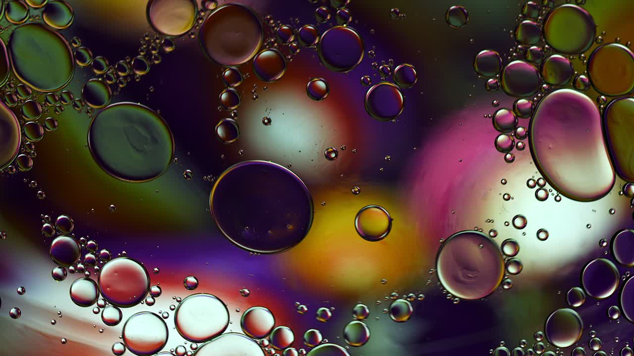 abstract colorido alimentos gotas de aceite burbujas y esferas que fluyen