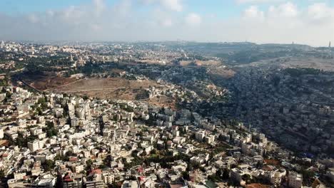 aerial footage over east jerusalem silwan neighborhood and the old city