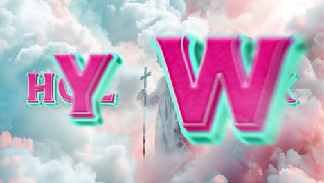 holy week celebration with angelic figure in heavenly clouds