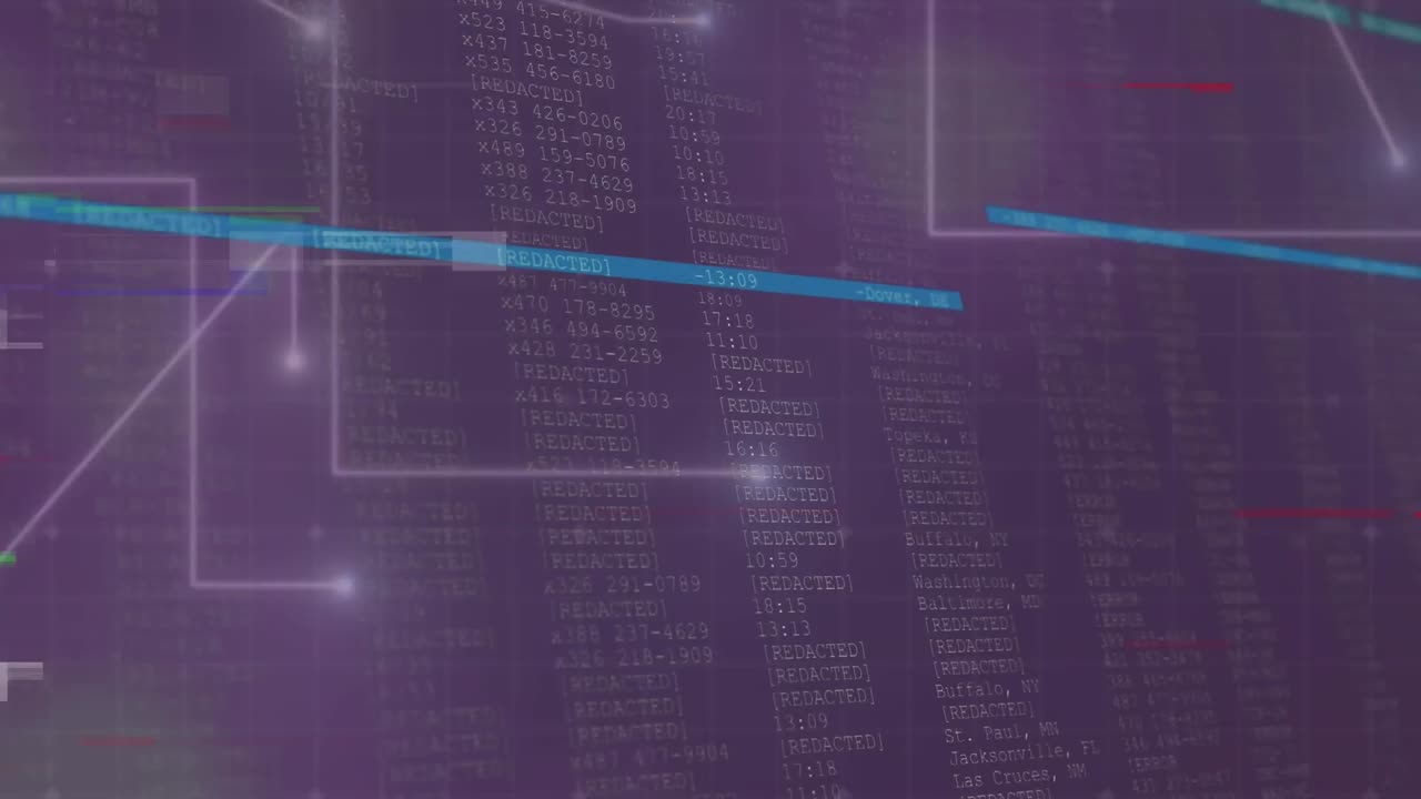 animación del procesamiento digital de datos y la interfaz digital sobre un fondo oscuro