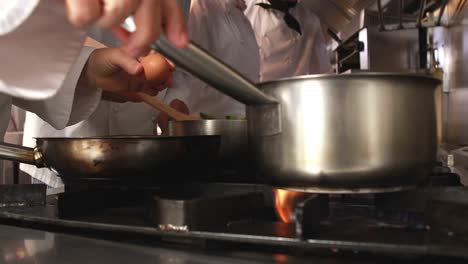 several cooks preparing food