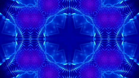 microworld, mandala o fondo abstracto de neón ornamental. composición azul simétrica compleja con partículas de brillo que forman estructuras onduladas como en un caleidoscopio. animación suave en bucle 4k 3d. 2