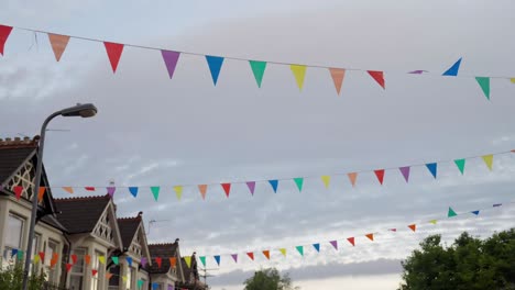 celebratory bunting from a street party in cardiff