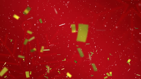 animation of gold confetti falling on red background