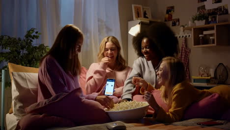 group of friends enjoying a movie night