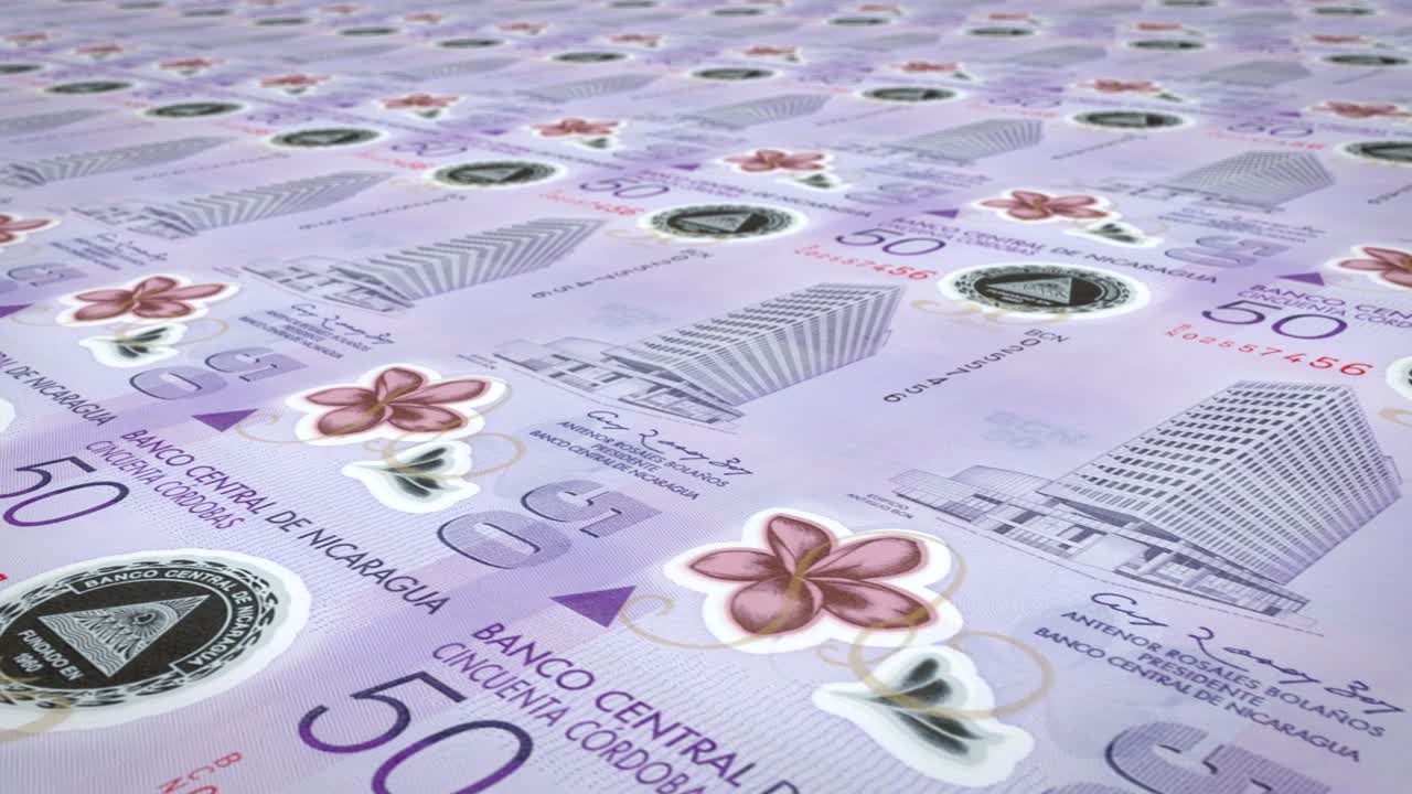billetes de cincuenta cordobas nicaragüenses de nicaragua, dinero en efectivo, bucle