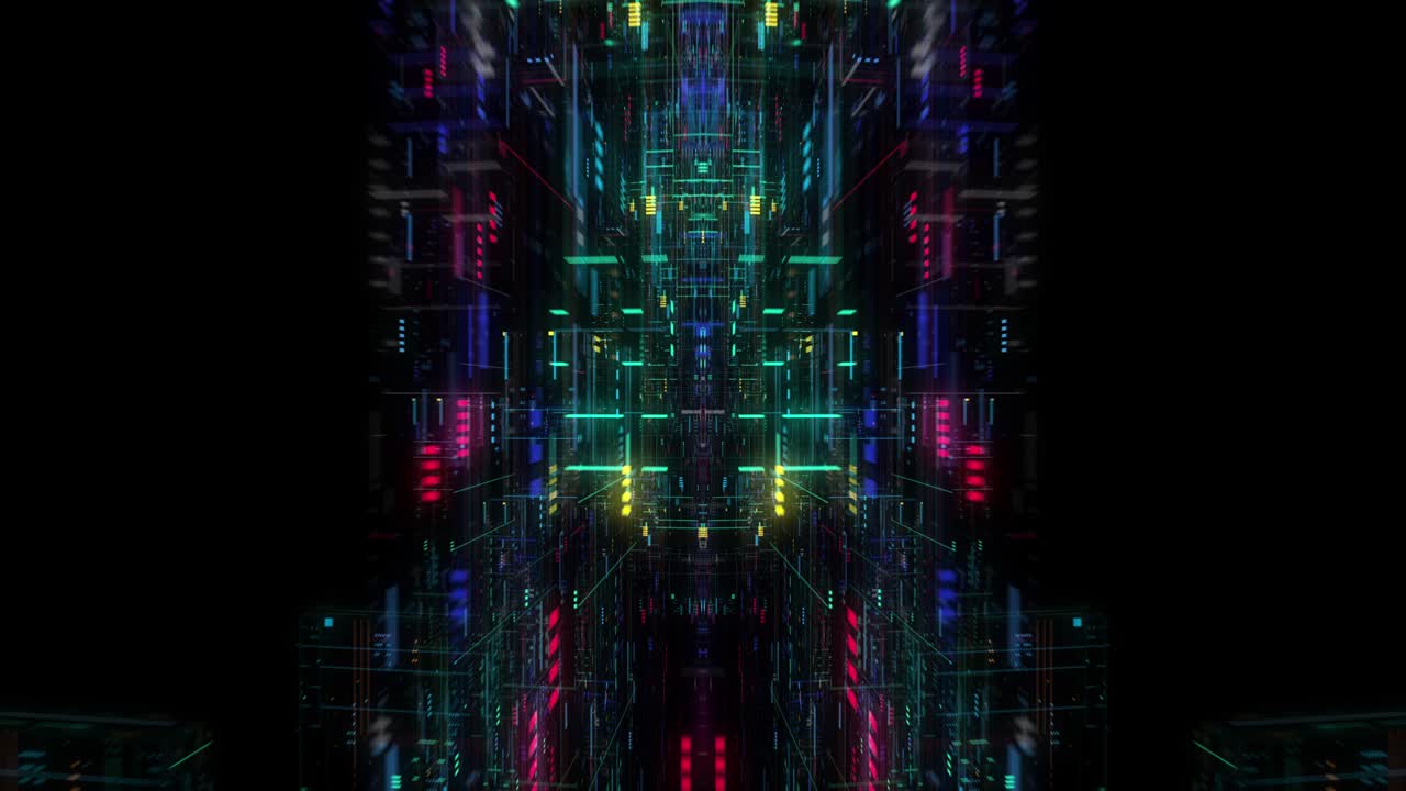 Unità di elaborazione centrale futuristica volante. Loop / Rendering 3D