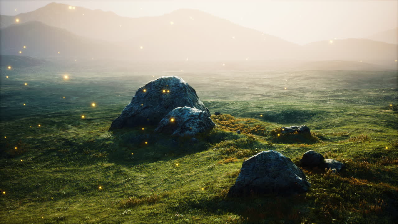 풀 ⁇  에 있는 큰 돌 들