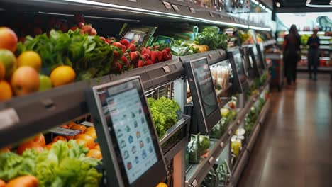 produce section in a supermarket