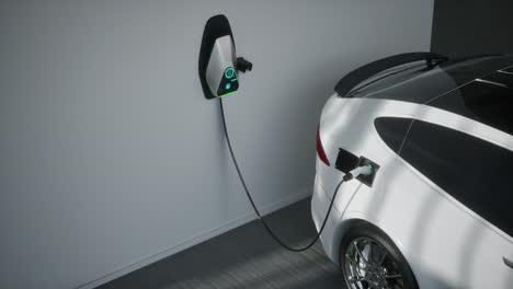 charging electric car suv in garage 3d animation