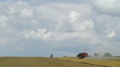 grain harvesting equipment in the field. harvest time. wheat field
