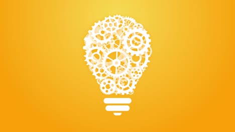 white light bulb concept with gears cogwheels. teamwork idea concept motion background.