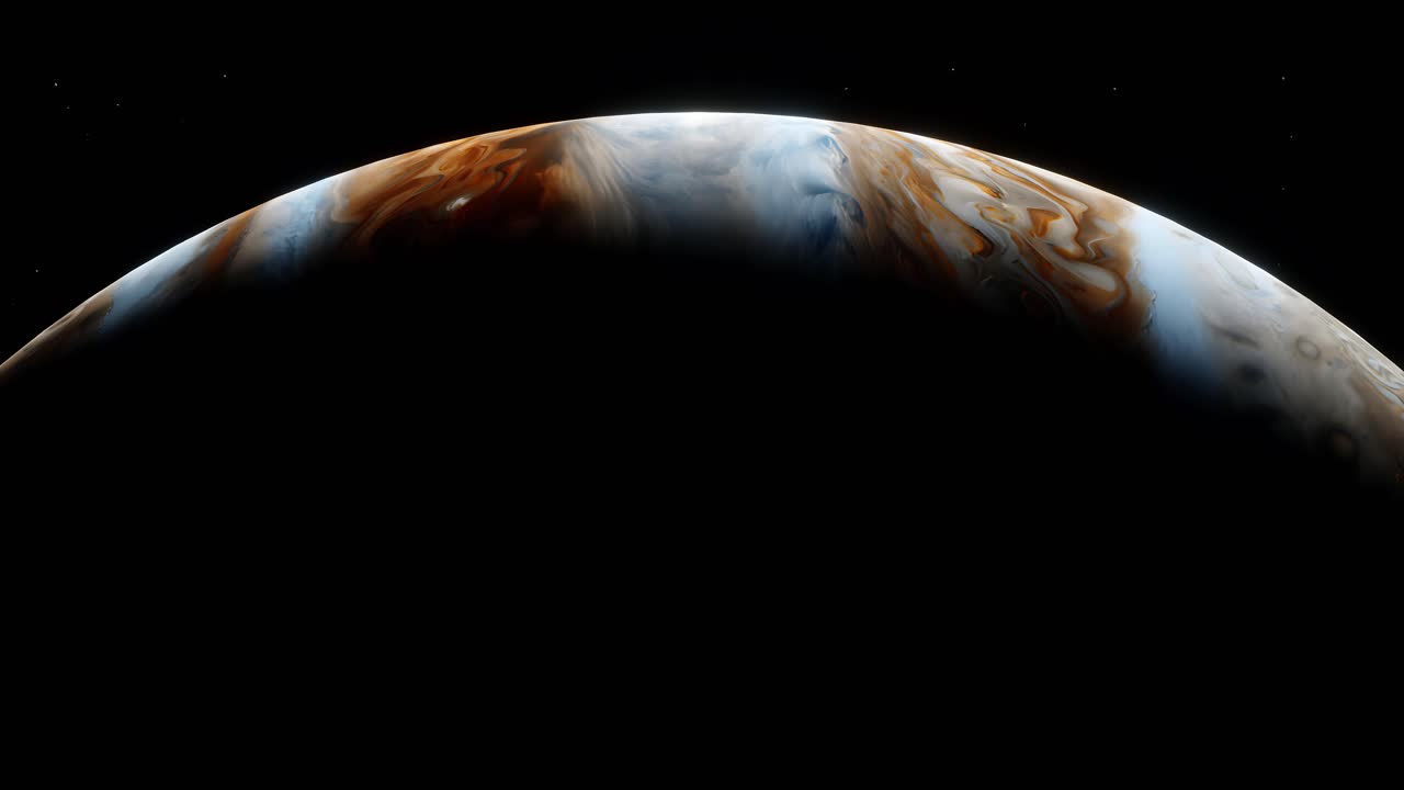 orbitando el planeta júpiter cerca de la superficie nublada