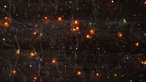 composición de video con nieve sobre las luces en el escritorio