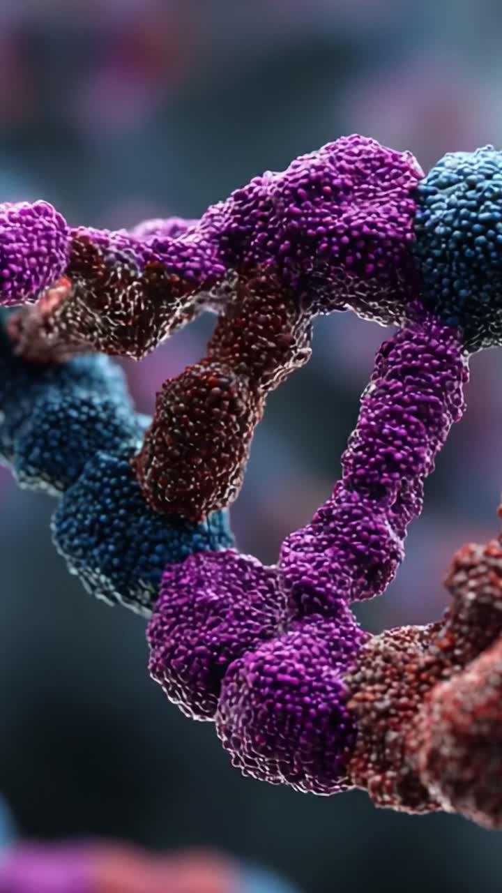 Exploring the Colorful Structure of DNA: A Detailed Look at the Double Helix with Intricate Molecular Patterns and Vibrant Colors Representing Genetic Material