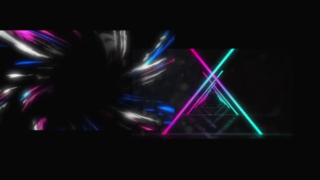 animación de líneas de neón y luces que se mueven sobre un fondo negro