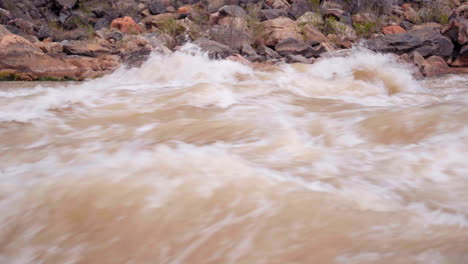 Fast-white-water-rapids-in-a-river,-close-up