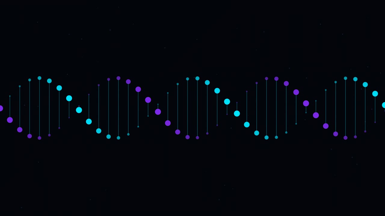 Animated DNA Double Helix Rotating on Dark Background