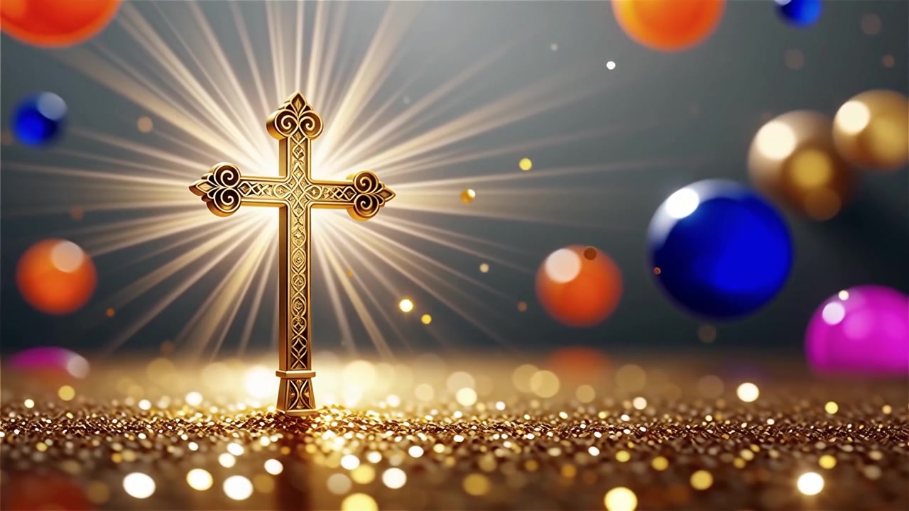 Cruz Cristiana con Luz Celestial, Fondo para Adoración.