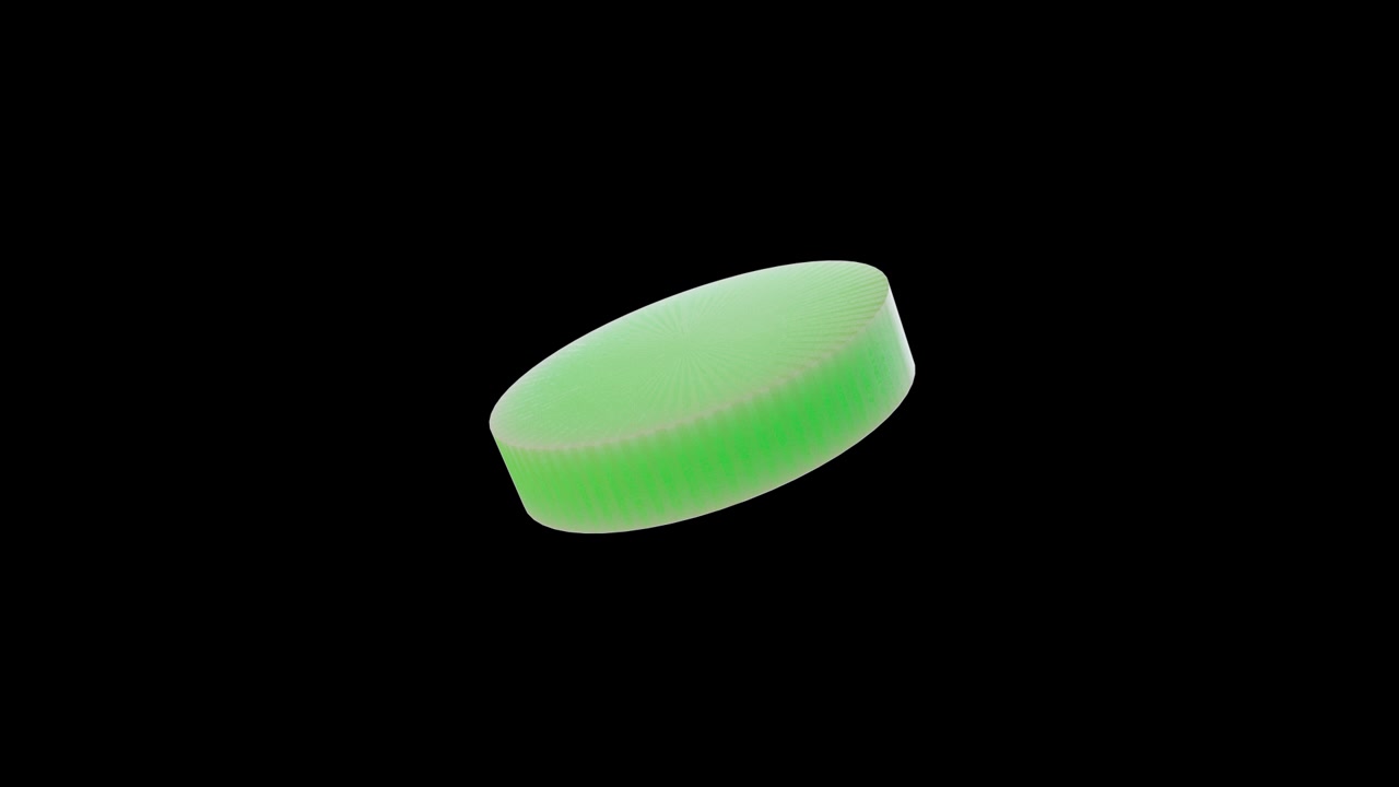 Rotating Green Circular Disc on Black Background