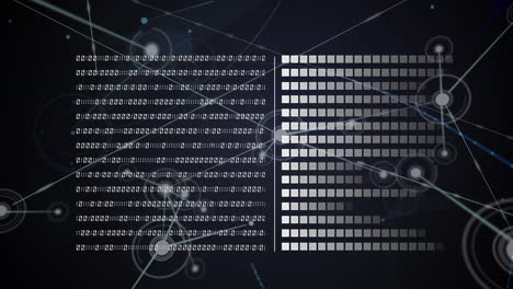 animation of binary coding data processing and network of connections