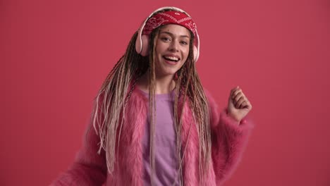 Funny hippie woman dancing