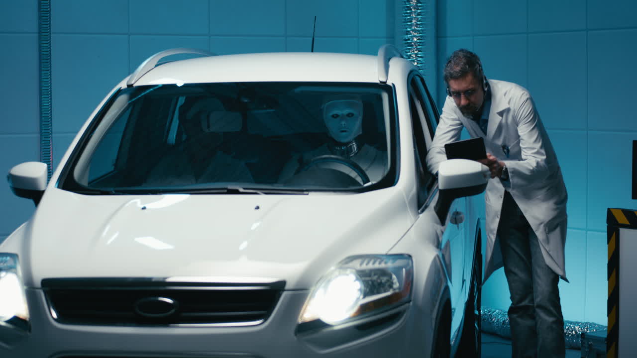 Robot Testing a Self-Driving Car in a Lab Environment