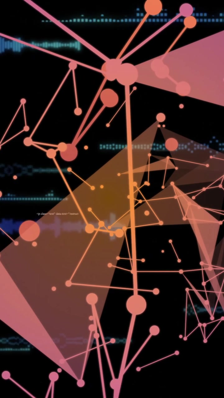 Animation of network of connections with shapes over data processing
