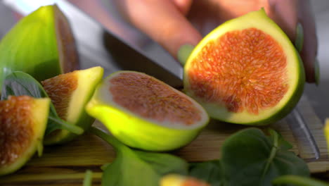 Cut-green-figs-and-basil-leaves