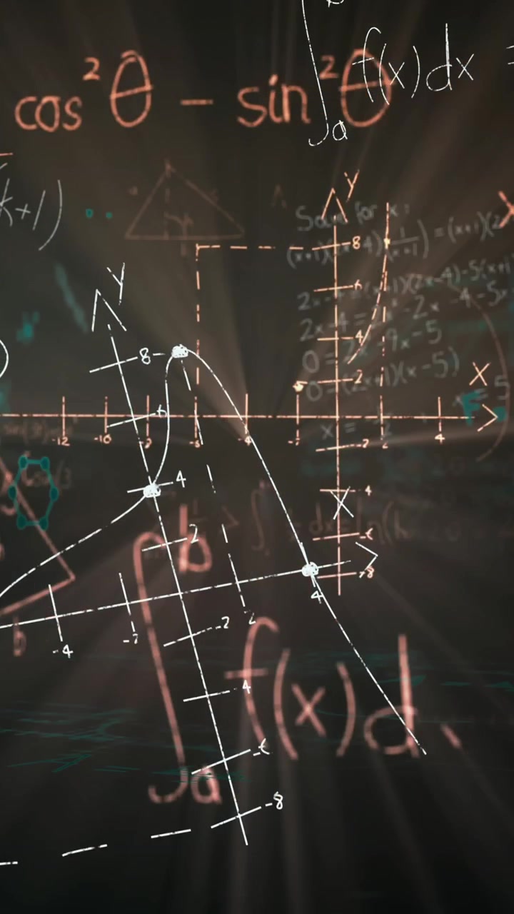 Mathematical equations floating against black background