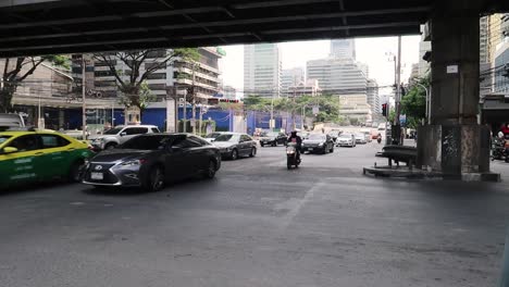 traffic under bridge in bangkok