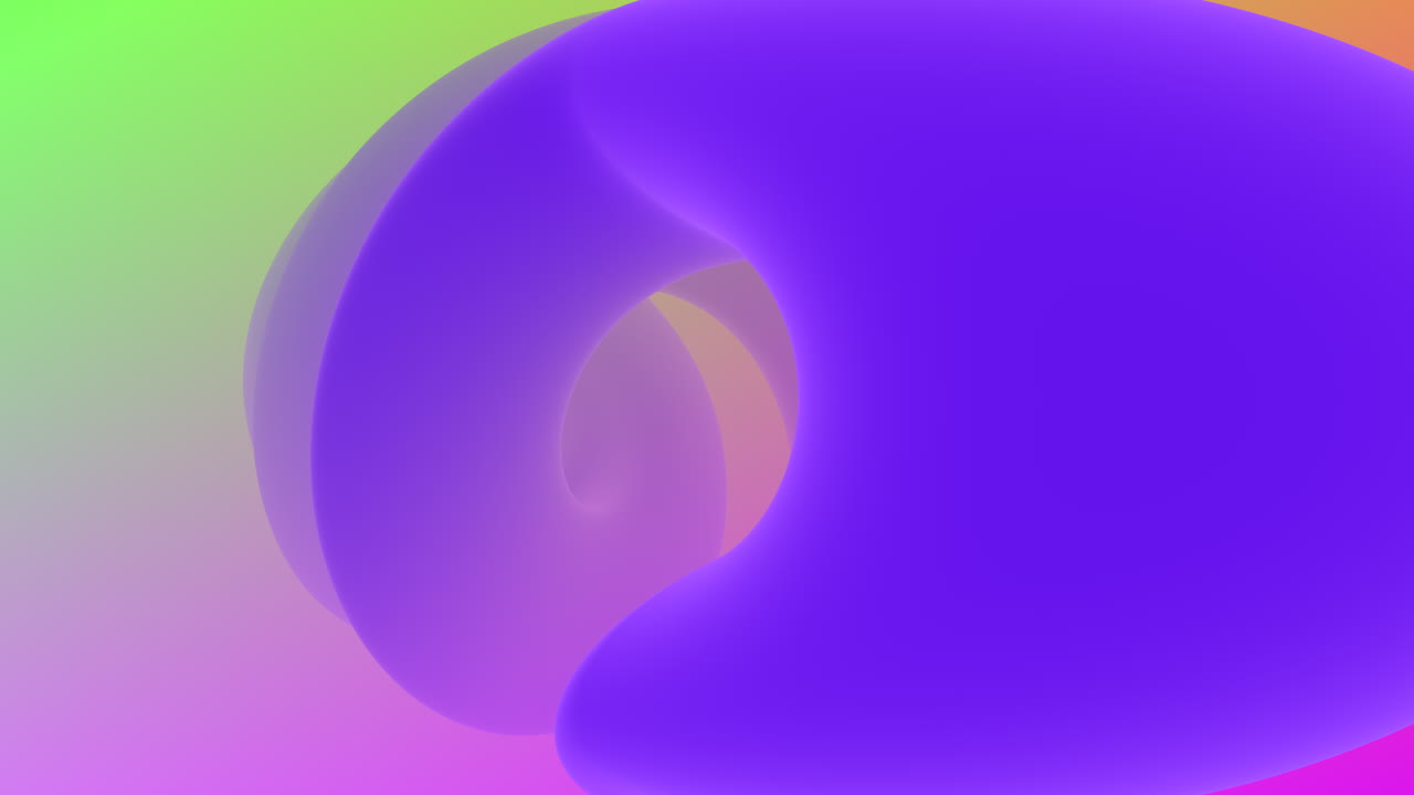 Abstract purple, pink, and green shape resembling a wave or cloud. The colors blend harmoniously to create a soothing and dream-like visual experience