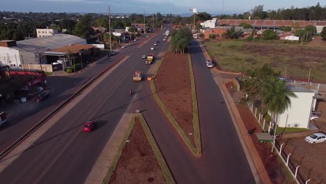 traffic flow on the highway, aerial view: traffic merge on main road from side streets