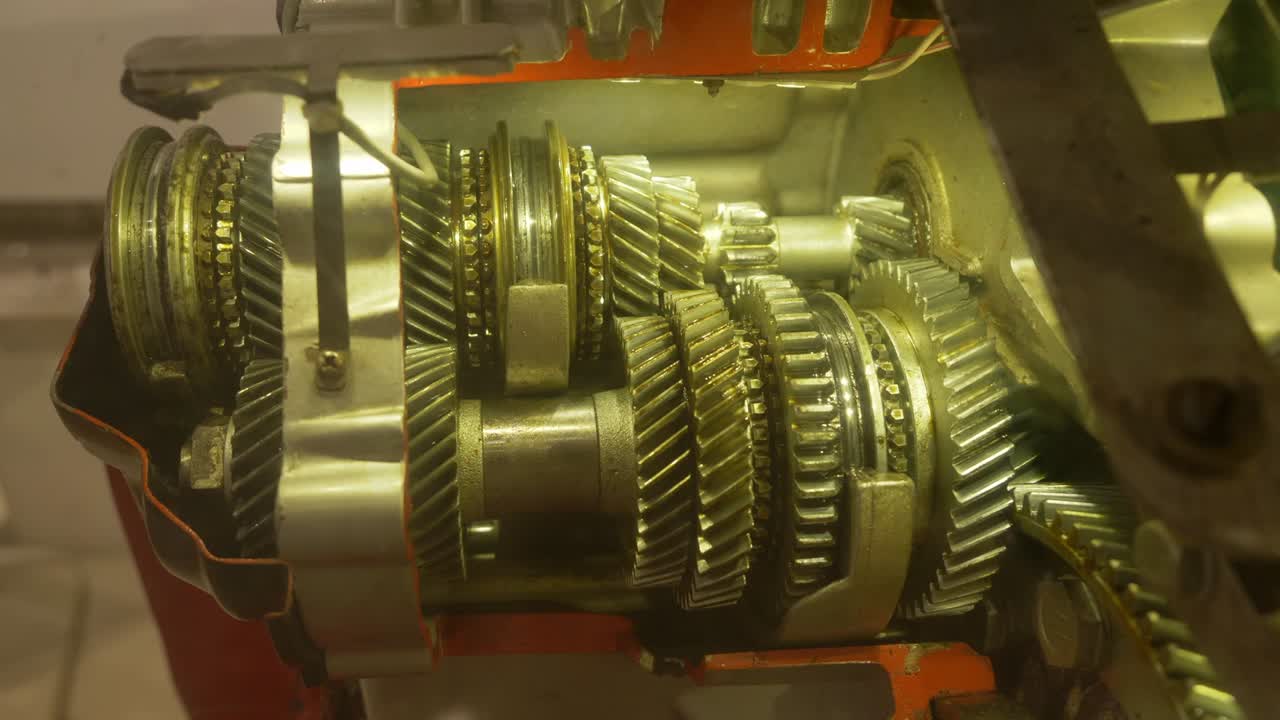 Closeup of the Gear-shifting mechanism of a car's manual gearbox