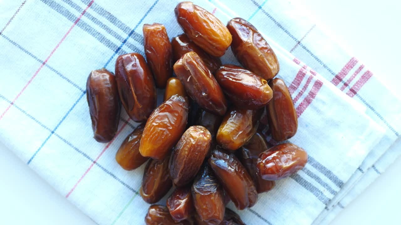 Handful of Dates on a Checkered Napkin